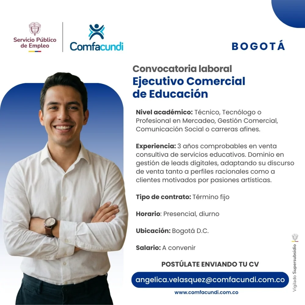 Vacante Ejecutivo Comercial Educación - Comfacundi