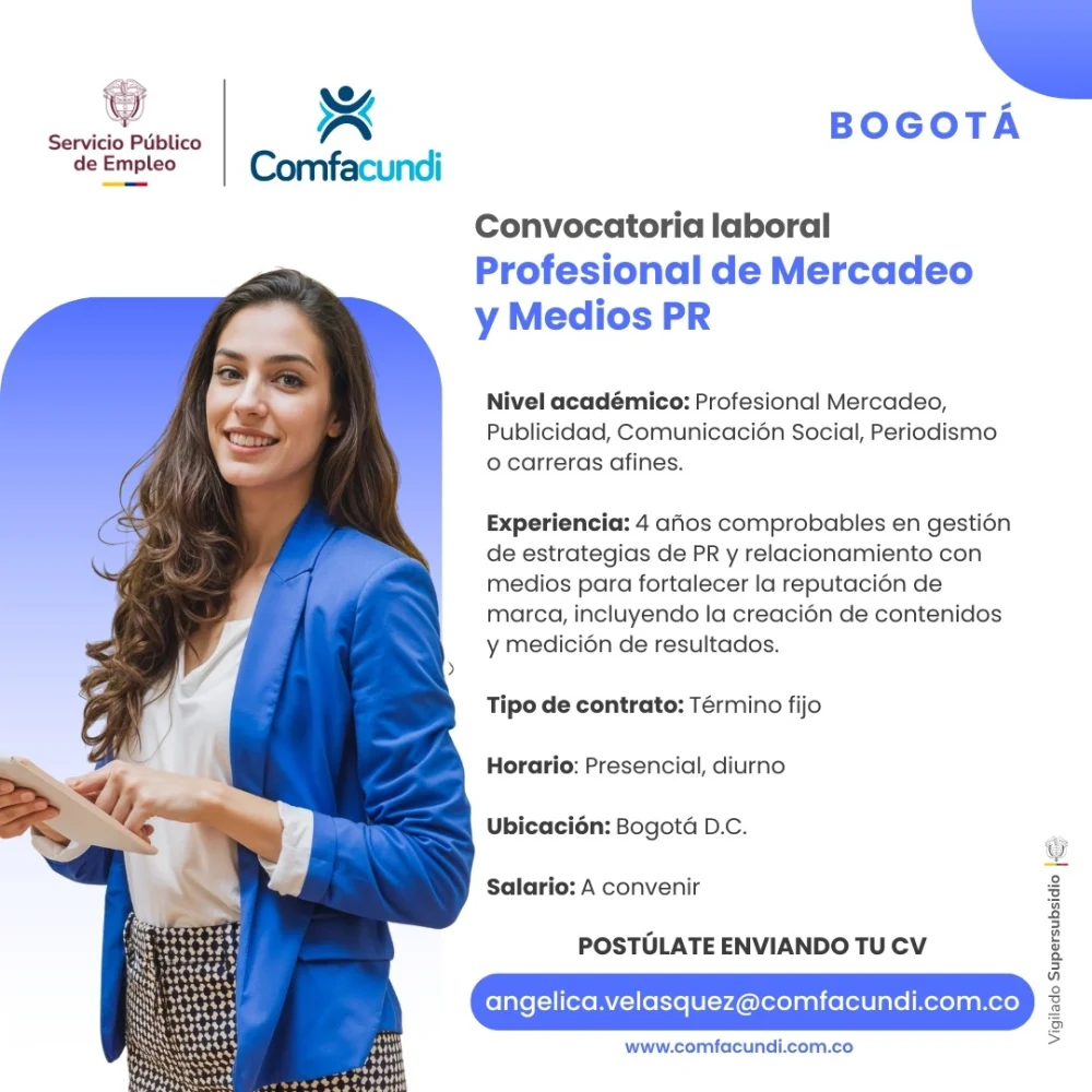 Vacante Profesional de Mercadeo y Marketing Comfacundi