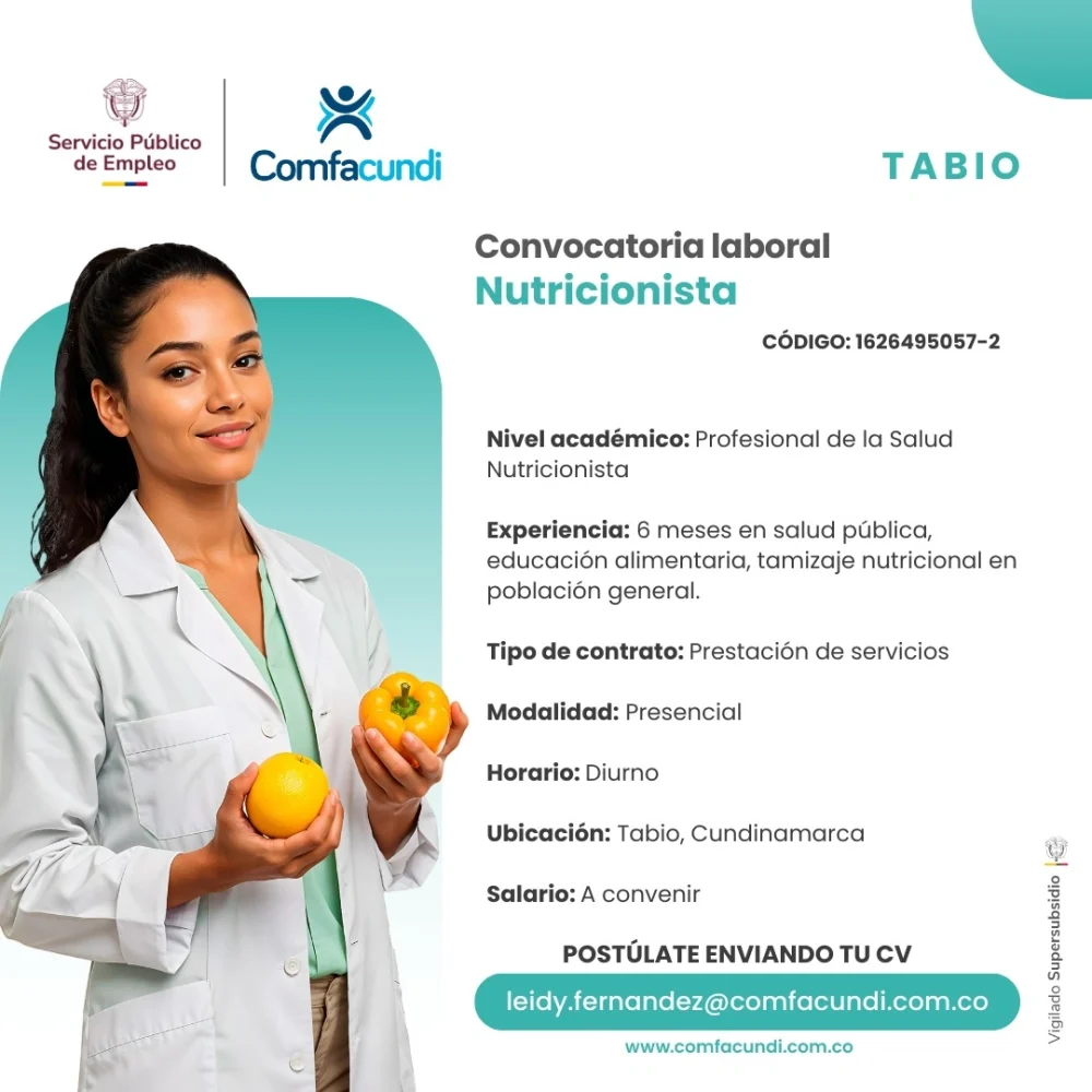 vacante Nutricionista Comfacundi